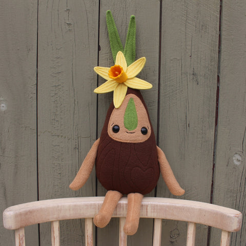 Daffodil Tree Sprite, Handmade Plush Art Doll