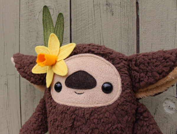 Brown Daffodil Beastie, Handmade Plush Art Doll