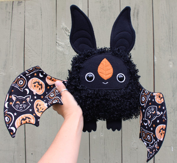 Large Black Bat with Vintage Halloween Wings (Discounted)