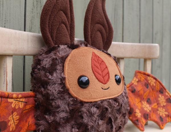 Large Brown Bat with Autumn Leaf & Acorn Wings