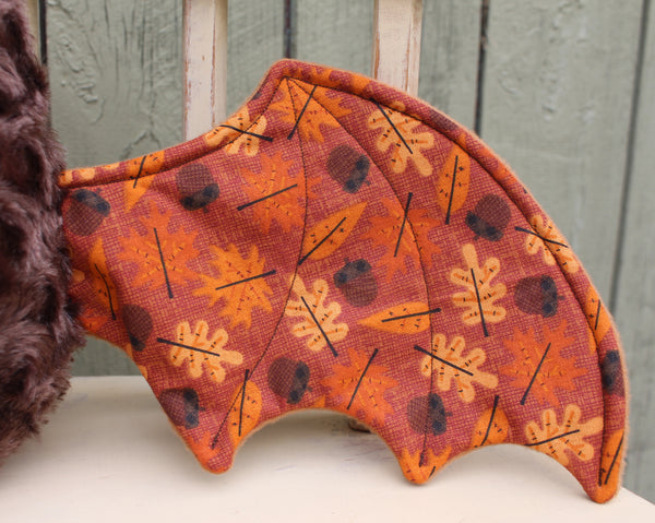 Large Brown Bat with Autumn Leaf & Acorn Wings