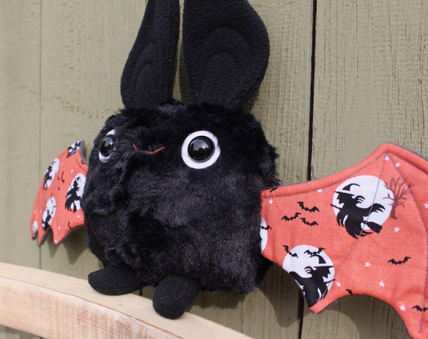 Small Black Bat with Orange Witch Wings