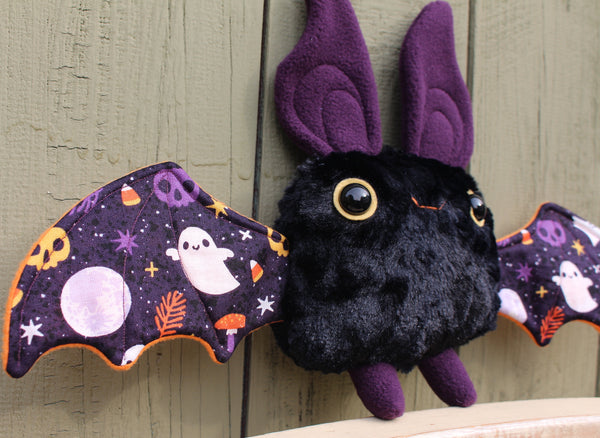 Small Black & Purple Bat with Colorful Halloween Wings