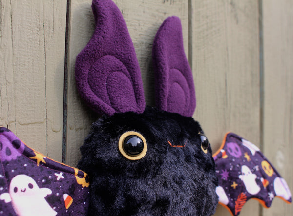 Small Black & Purple Bat with Colorful Halloween Wings